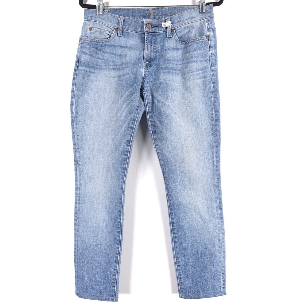 7‎ For All Mankind Straight Crop Jeans 28 Slim ANTHROPOLOGIE Mid Rise JU004142A